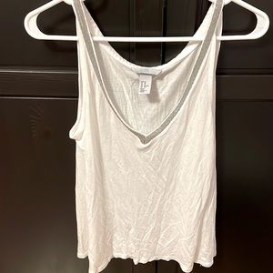NEW H&M beaded trim white tank top. Size xs. Very soft & lightweight for summer